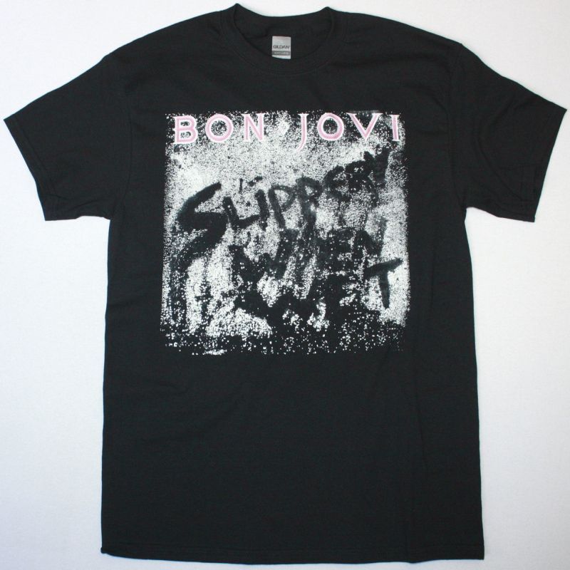 BON JOVI SLIPPERY WHEN WET NEW BLACK T SHIRT
