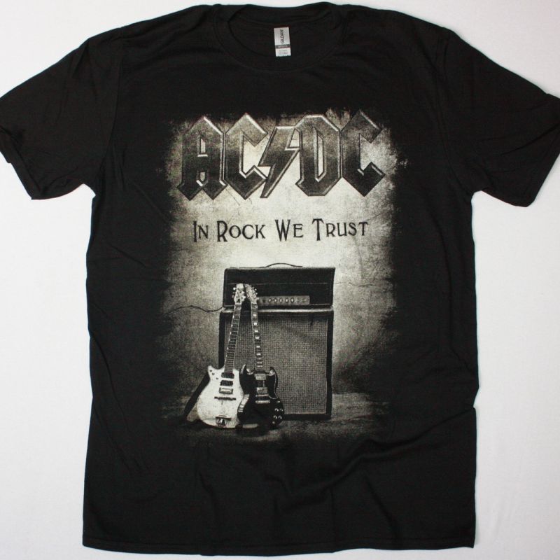 AC DC IN ROCK WE TRUST AC/DC NEW BLACK T-SHIRT