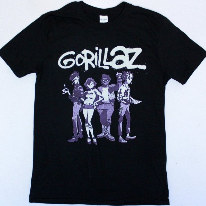GORILLAZ GROUP BOYFRIEND FIT GIRLS NEW BLACK T SHIRT