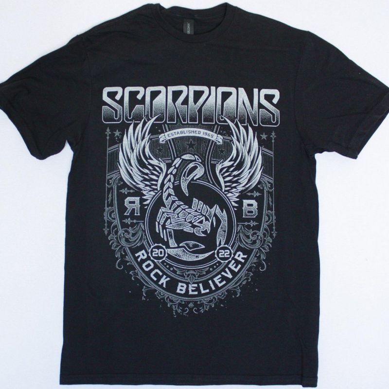 SCORPIONS ROCK BELIEVER ORNAMENTS NEW BLACK T-SHIRT