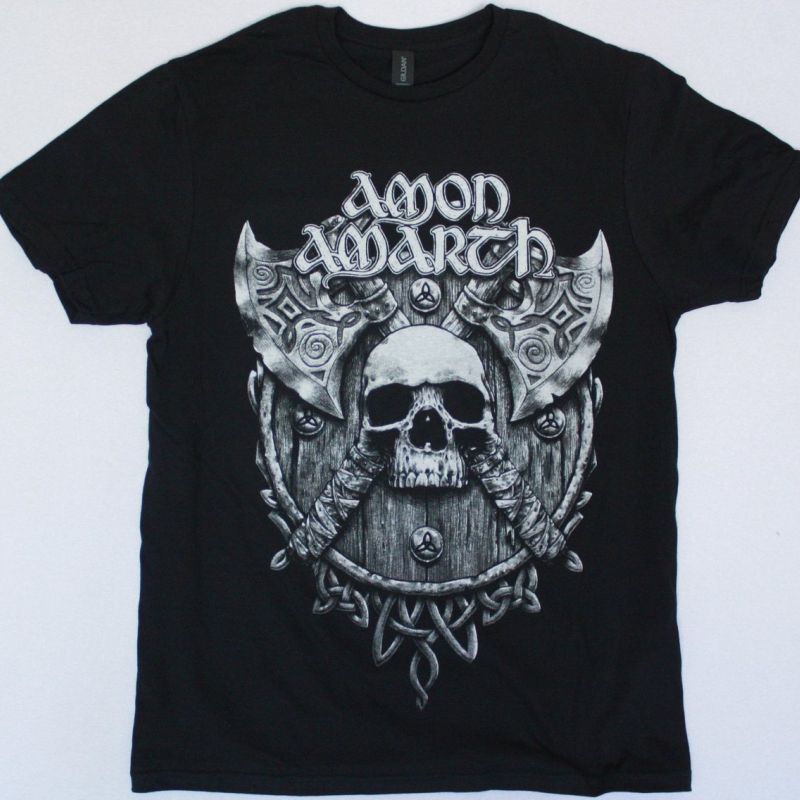 AMON AMARTH SKULL AND AXES NEW BLACK T-SHIRT