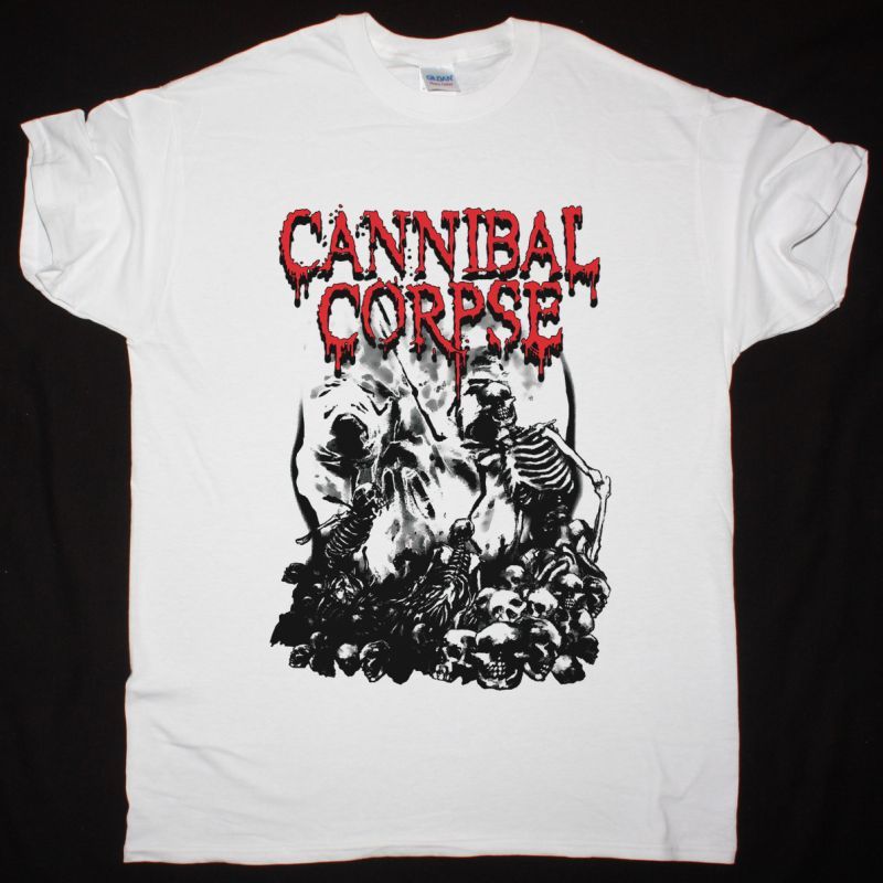 CANNIBAL CORPSE PILE OF SKULLS NEW WHITE T-SHIRT