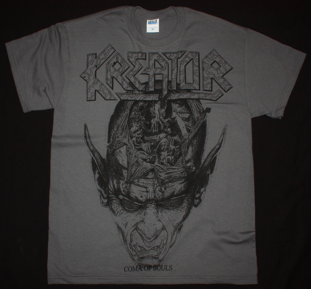 KREATOR COMA OF SOULS'90 JUMBO PRINT NEW GREY CHARCOAL T-SHIRT