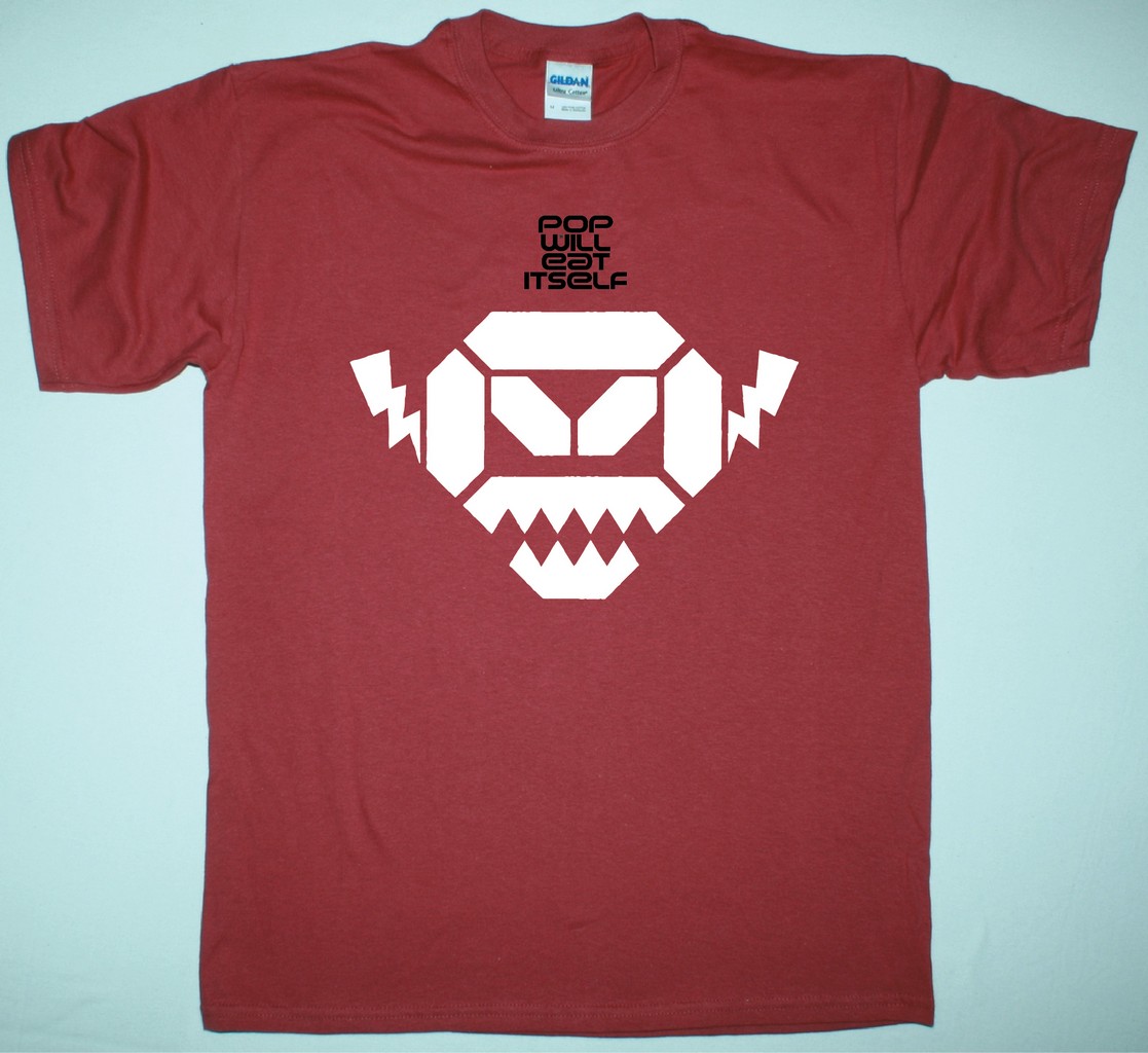 POP WILL EAT ITSELF LOGO ON RED NEW RED T SHIRT