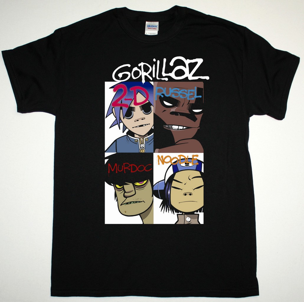 GORILLAZ FACES NEW BLACK T SHIRT