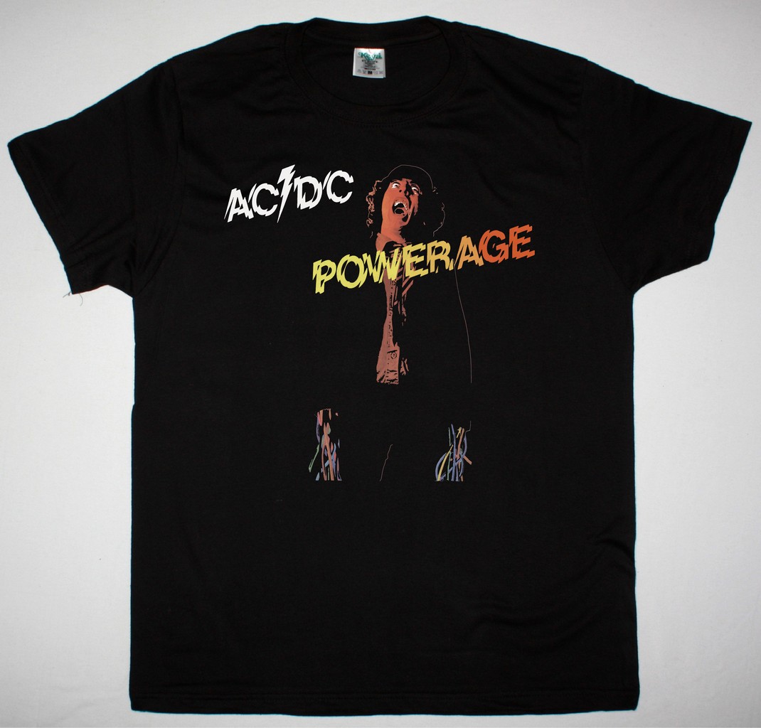 AC DC POWERAGE 1978 AC/DC NEW BLACK T-SHIRT