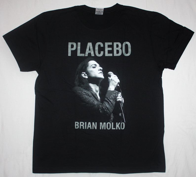 PLACEBO TOUR 2010 BRIAN MOLKO NEW BLACK T-SHIRT