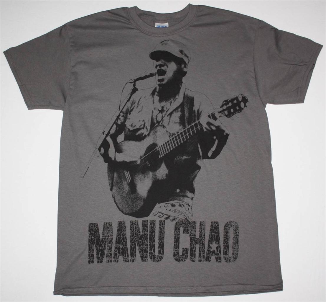 MANU CHAO EN VIVO JUMBO PRINT NEW GREY CHARCOAL  T-SHIRT