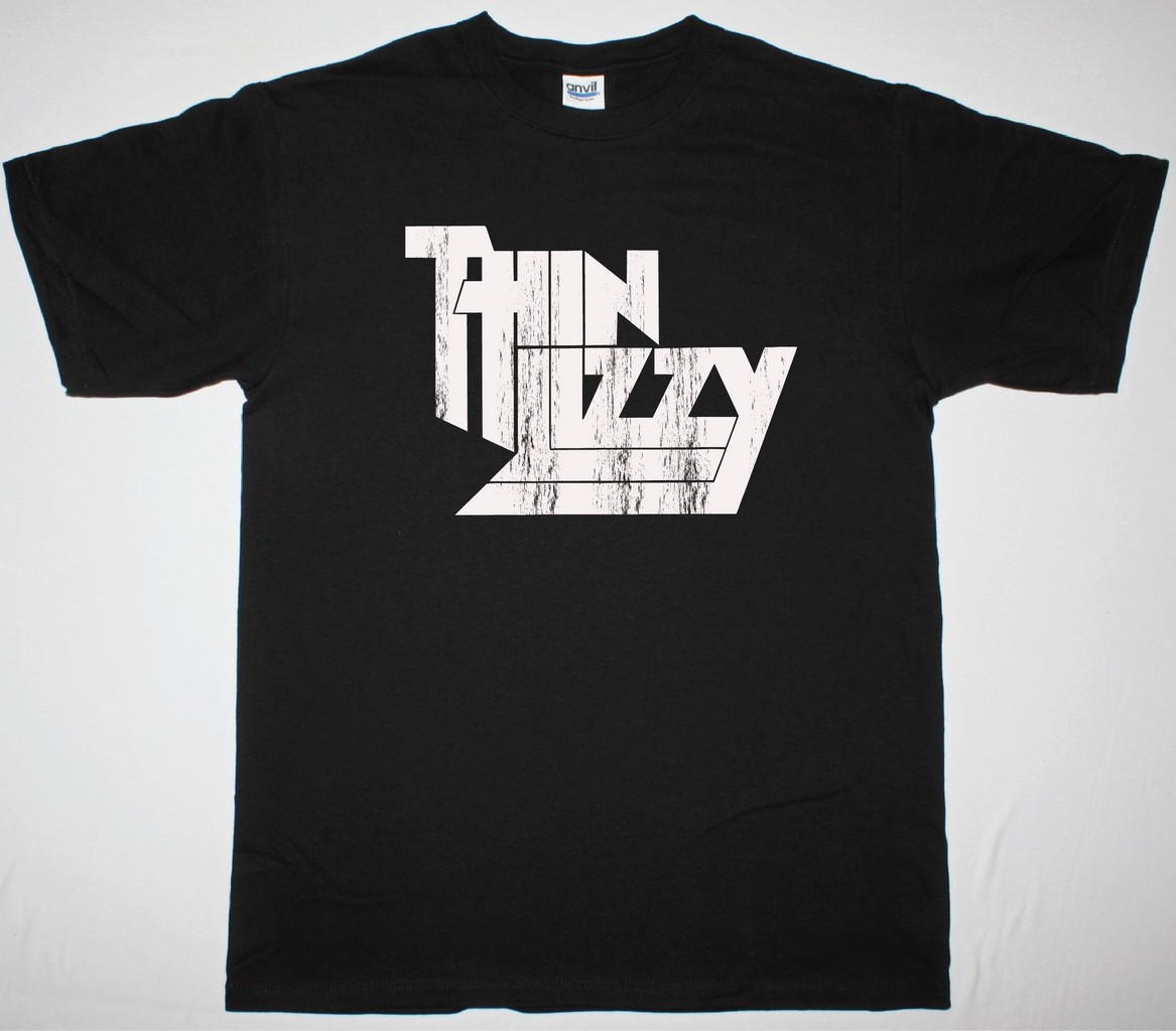 THIN LIZZY DISTRESSED LOGO NEW BLACK T-SHIRT