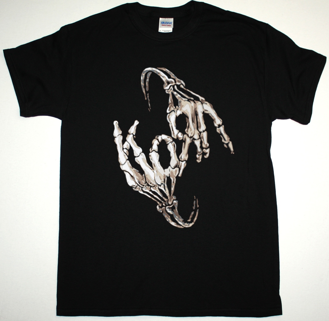 KORN SKELETON FINGERS LOGO NEW BLACK T-SHIRT