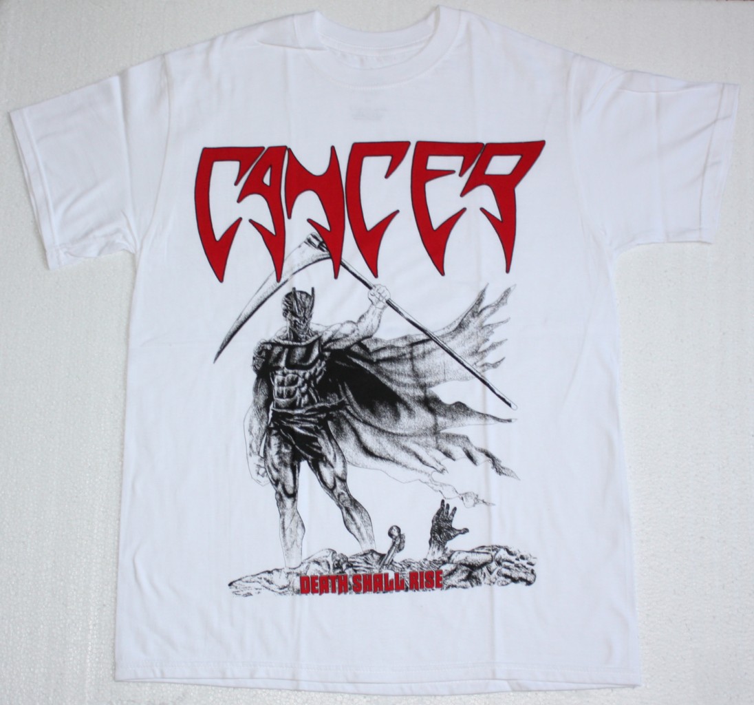 CANCER DEATH SHALL RISE NEW WHITE T-SHIRT