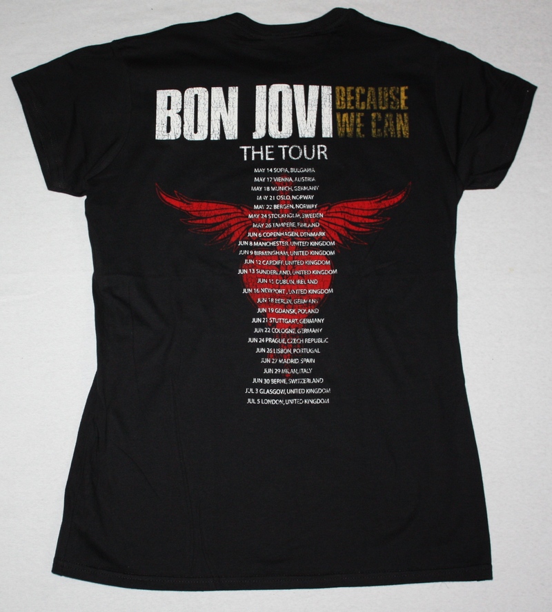 BON JOVI BECAUSE WE CAN THE TOUR EUROPE 2013 NEW BLACK LADY T-SHIRT