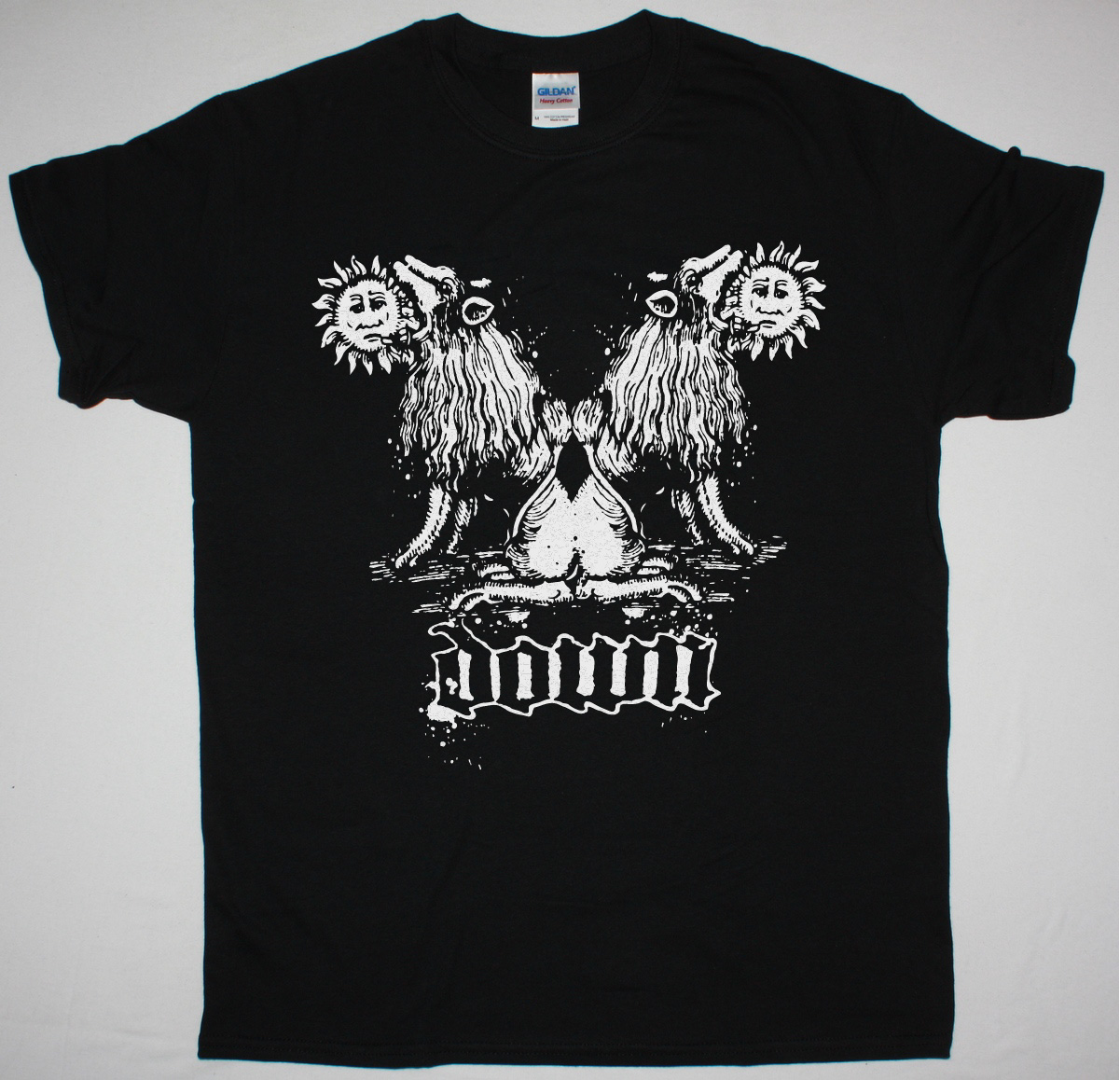 DOWN DOUBLE LION NEW BLACK T SHIRT
