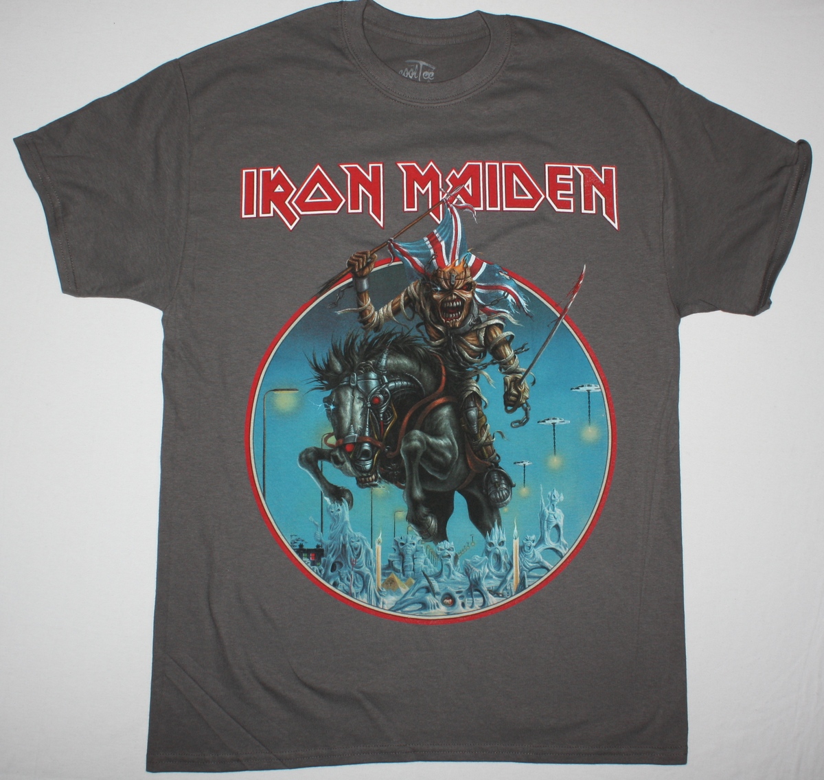 IRON MAIDEN MAIDEN ENGLAND TOUR 2014 NEW GREY CHARCOAL T-SHIRT