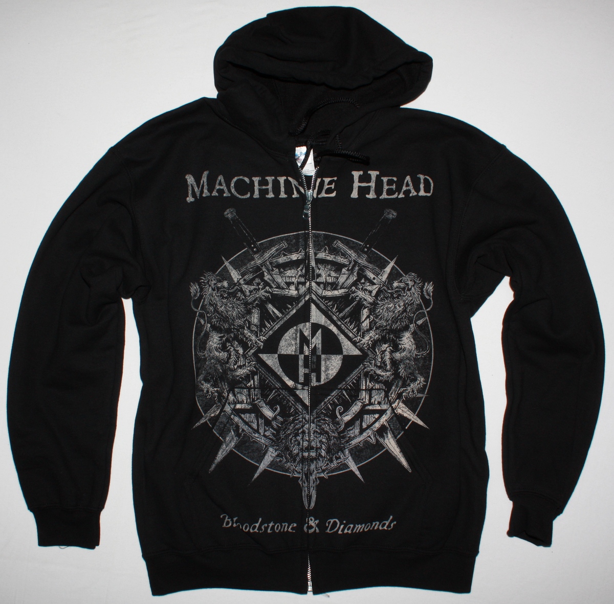 MACHINE HEAD BLOODSTONE AND DIAMONDS NEW BLACK ZIPPED HOODIE
