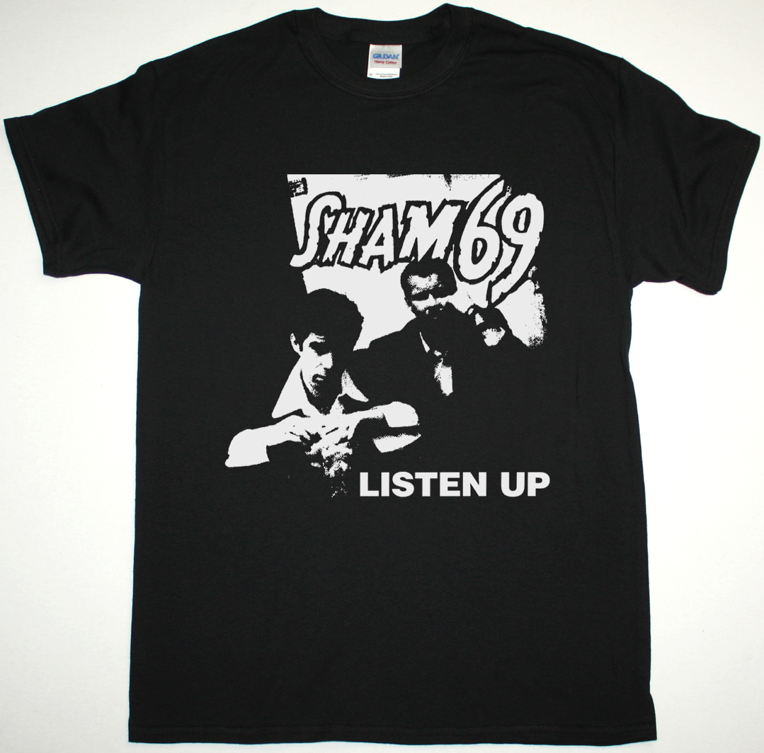 SHAM 69 LISTEN UP NEW BLACK T-SHIRT