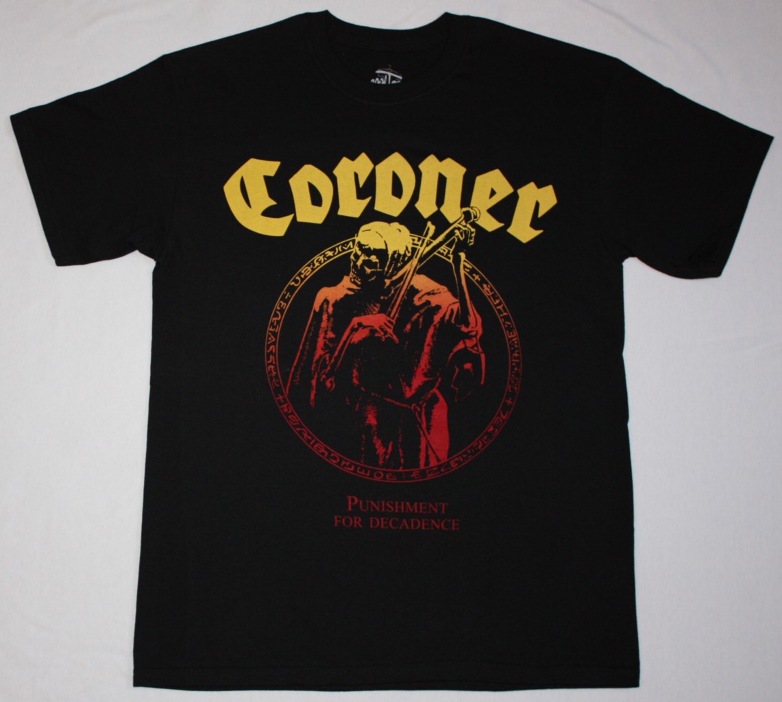 CORONER PUNISHMENT FOR DECADENCE 1988 NEW BLACK T-SHIRT