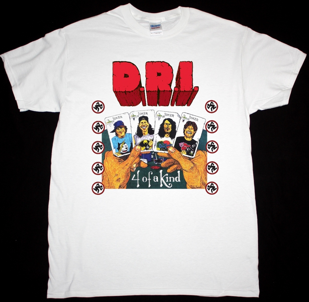 D.R.I. FOUR OF A KIND NEW WHITE T-SHIRT
