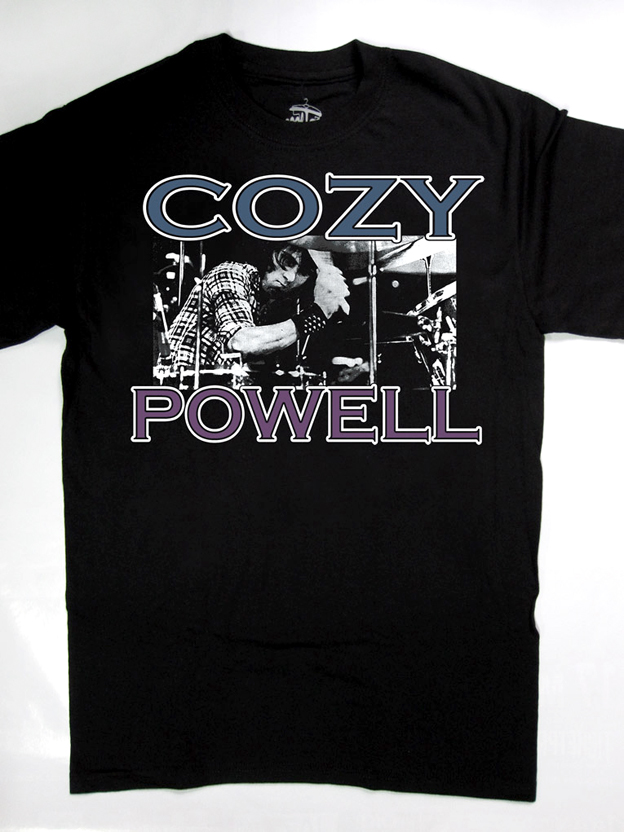 COZY POWELL DRUMS NEW BLACK T-SHIRT