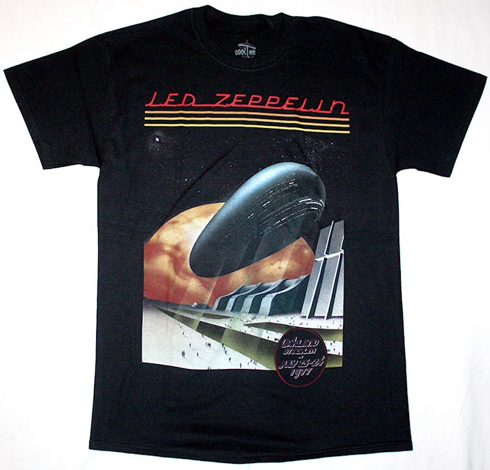 LED ZEPPELIN OAKLAND STADIUM 1977 TOUR NEW BLACK T-SHIRT