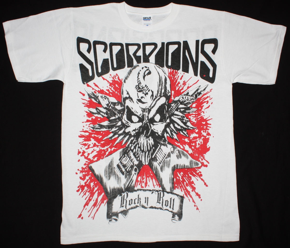 SCORPIONS ROCK N ROLL  JUMBO PRINT NEW WHITE T-SHIRT