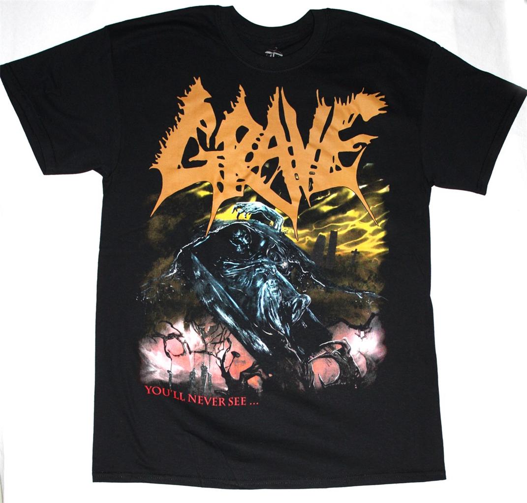 GRAVE YOU'LL NEVER SEE 2 NEW BLACK T-SHIRT