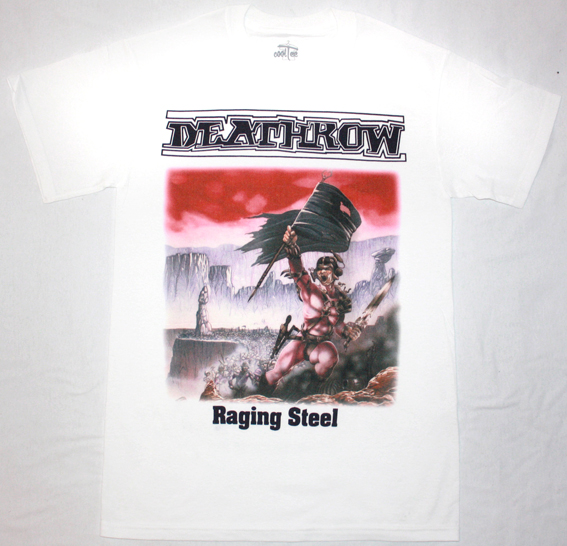 DEATHROW RAGING STEEL'87 NEW WHITE T-SHIRT