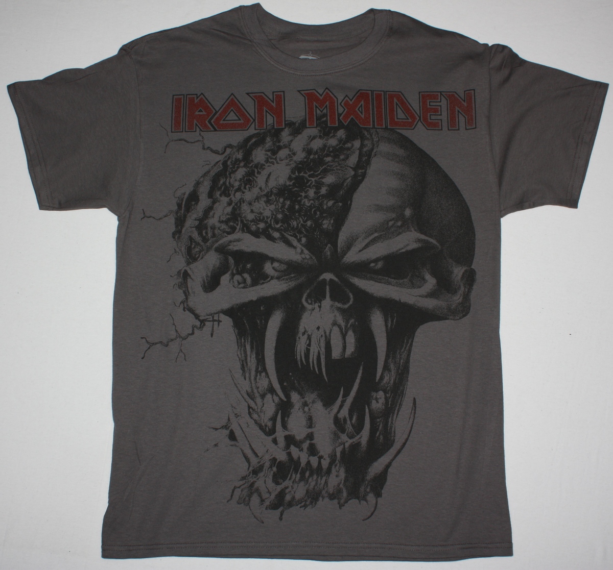 IRON MAIDEN HEAD JUMBO PRINT NEW GREY/CHARCOAL T-SHIRT