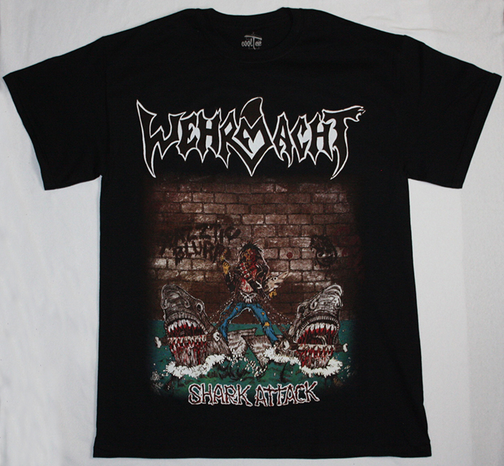 WEHRMACHT SHARK ATTACK'87 NEW BLACK T-SHIRT