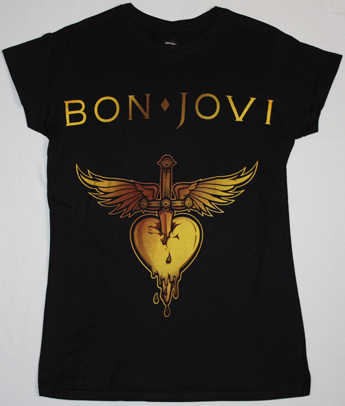 BON JOVI GREATEST HITS LOGO NEW BLACK LADY T-SHIRT