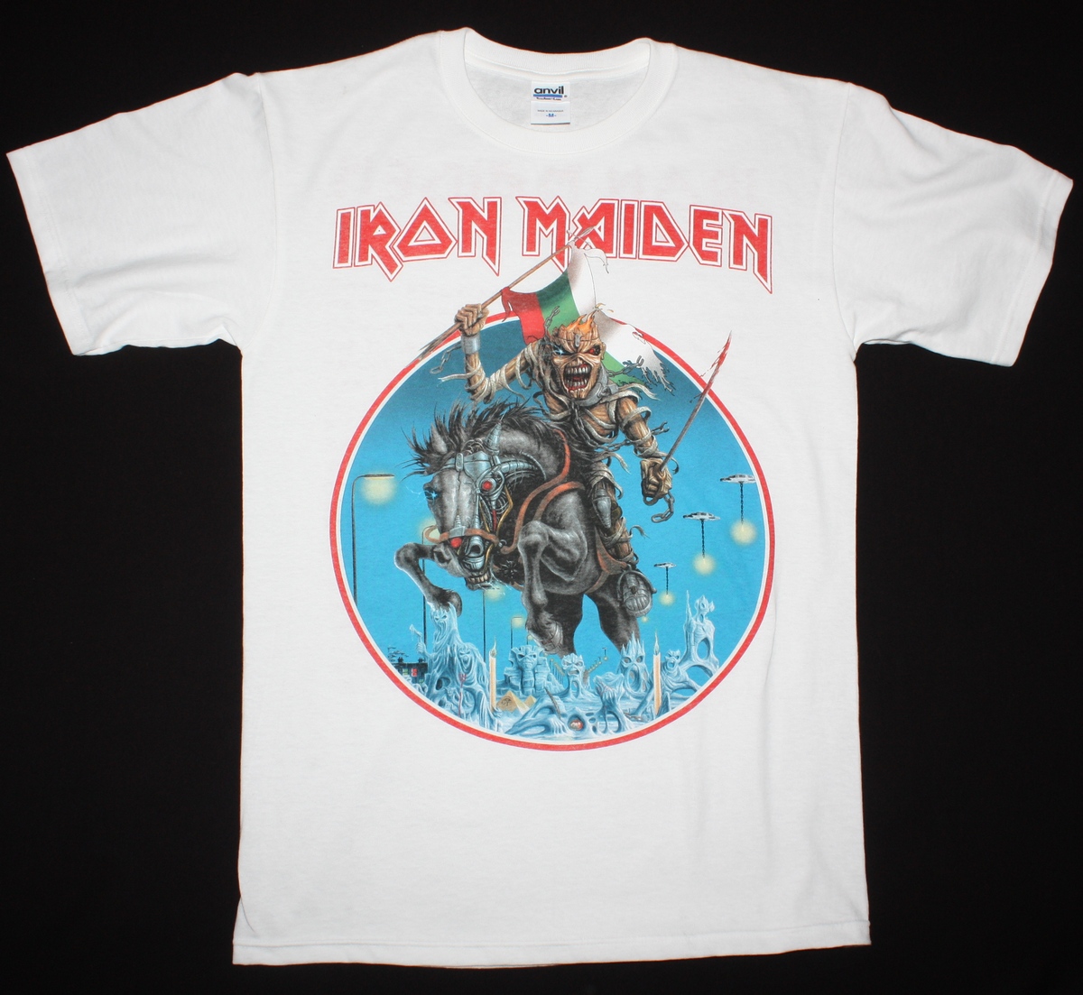 IRON MAIDEN BULGARIAN FLAG MAIDEN ENGLAND TOUR 2014 NEW VERY RARE WHITE T-SHIRT