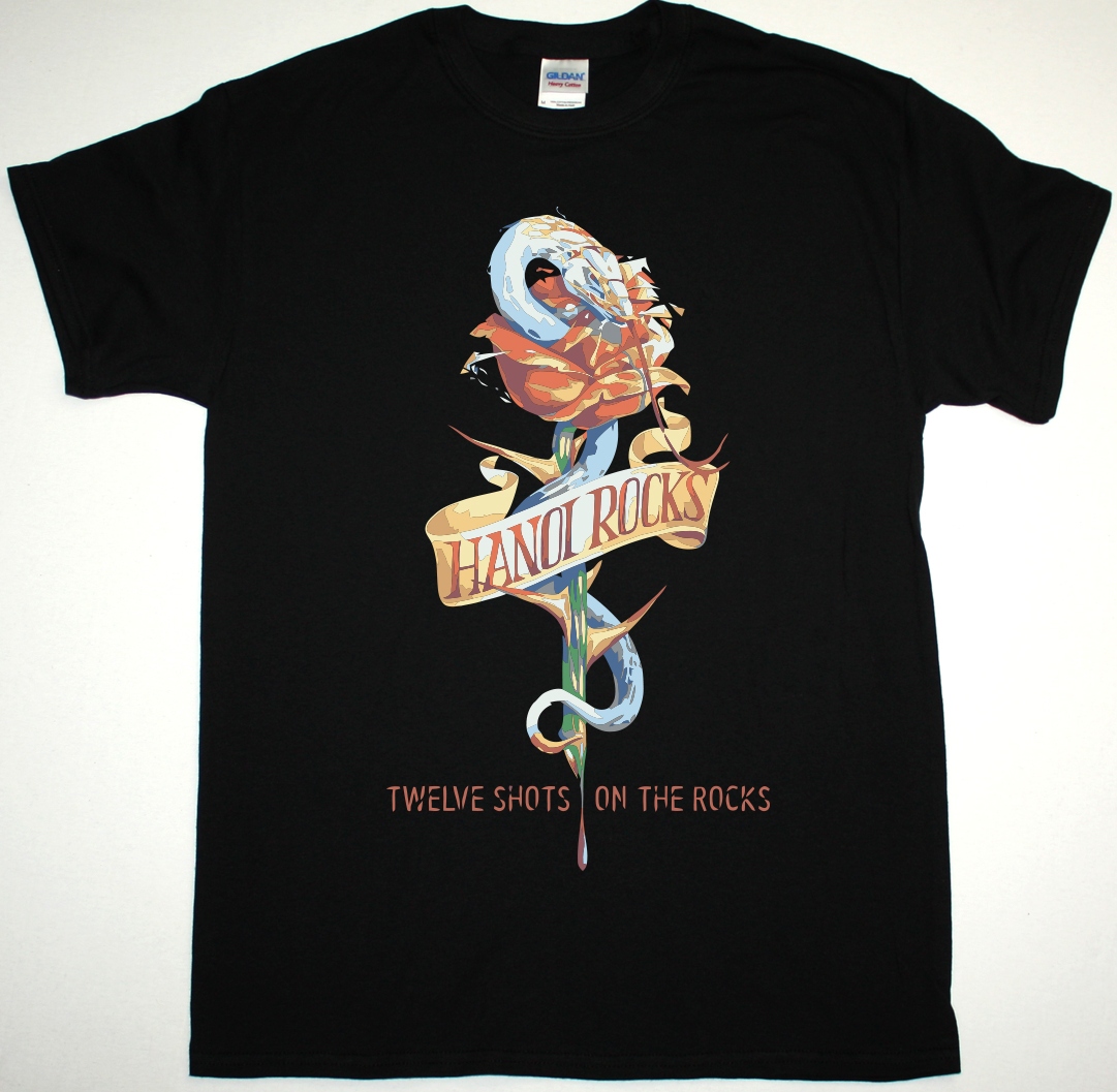 HANOI ROCKS TWELVE SHOTS ON THE ROCKS NEW BLACK T-SHIRT