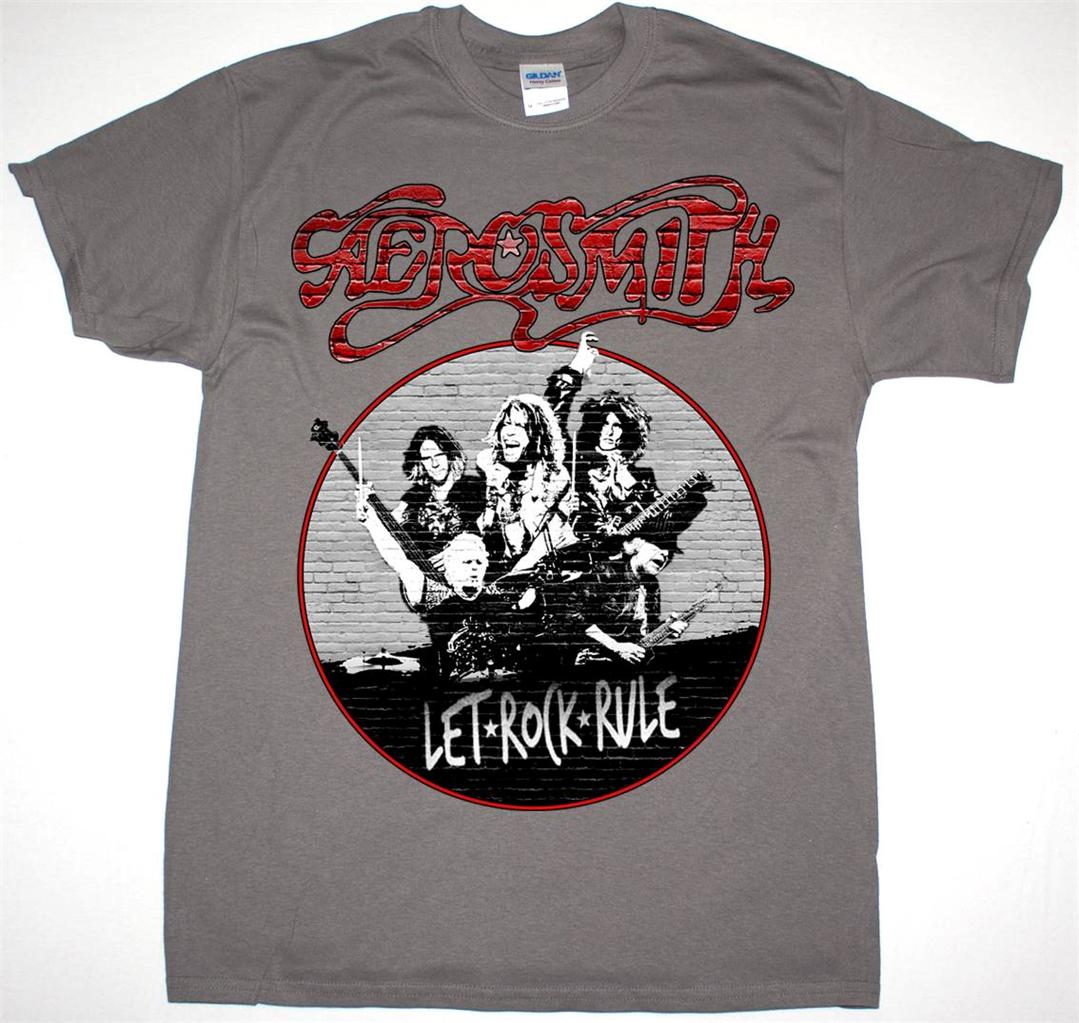 AEROSMITH AEROSMITH LET ROCK RULE TOUR 2014 NEW GREY CHARCOAL T-SHIRT