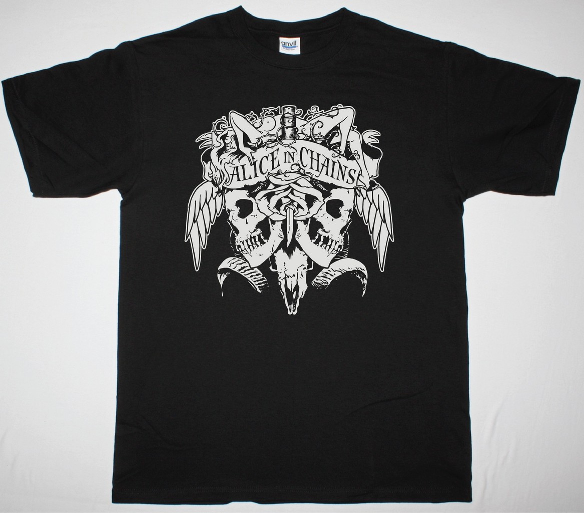 ALICE IN CHAINS SKULLS NEW BLACK T-SHIRT