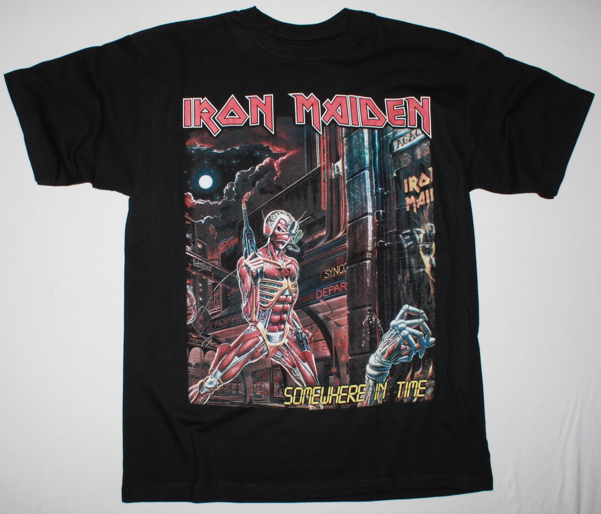 IRON MAIDEN SOMEWHERE IN TIME 1986 NEW BLACK T-SHIRT