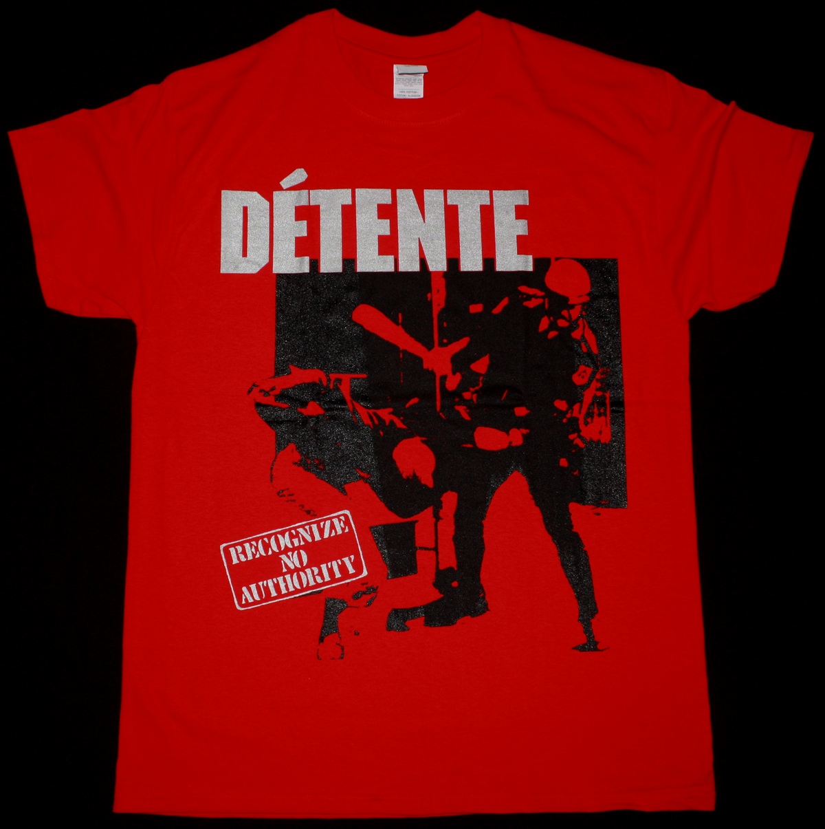 DETENTE RECOGNIZE NO AUTHORITY NEW RED T-SHIRT
