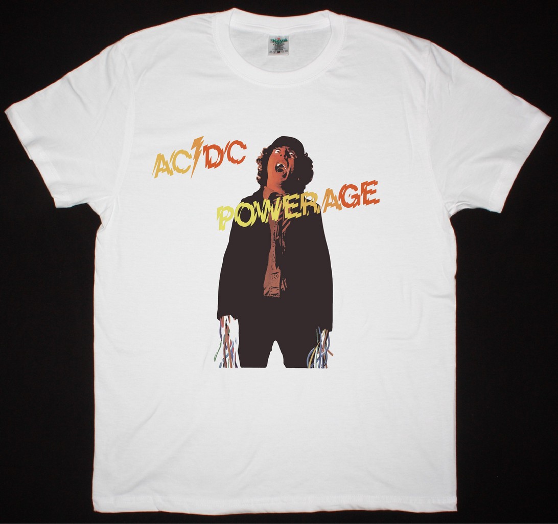 AC DC POWERAGE 1978 AC/DC NEW WHITE T-SHIRT