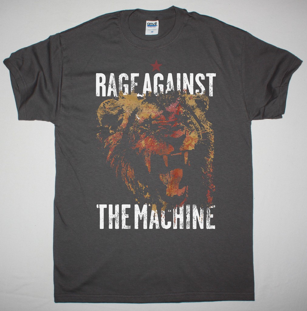 RAGE AGAINST THE MACHINE LION NEW GREY CHARCOAL T-SHIRT