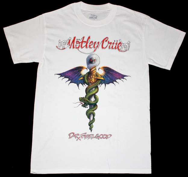 MOTLEY CRUE DR.FEELGOOD'89 NEW WHITE T-SHIRT