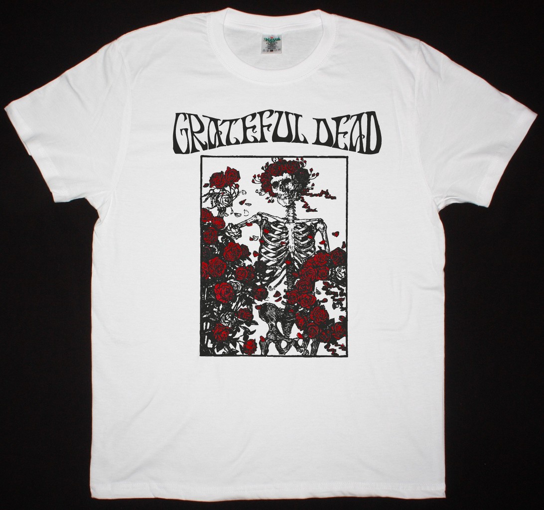 GRATEFUL DEAD SKULL AND ROSES NEW WHITE T SHIRT
