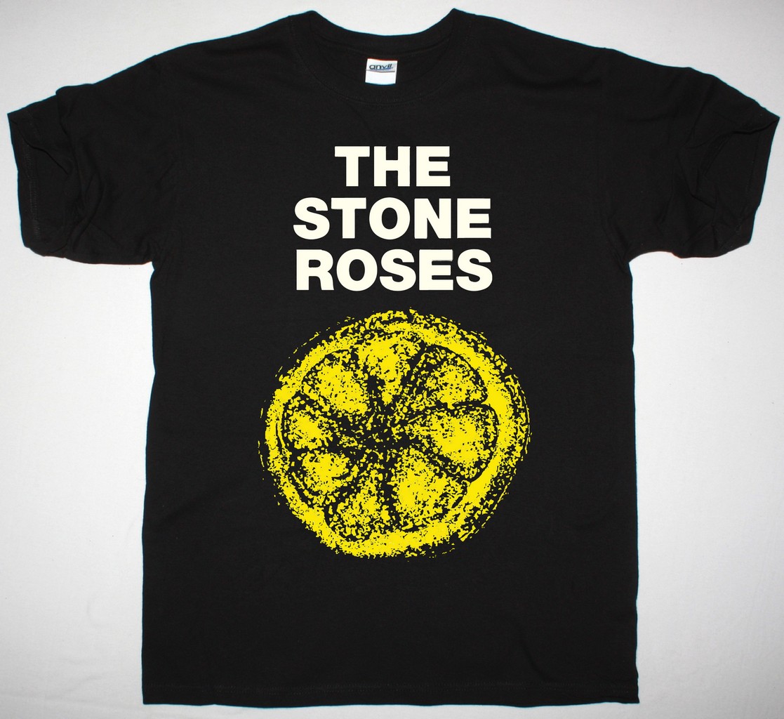 THE STONE ROSES LEMON NEW BLACK T-SHIRT