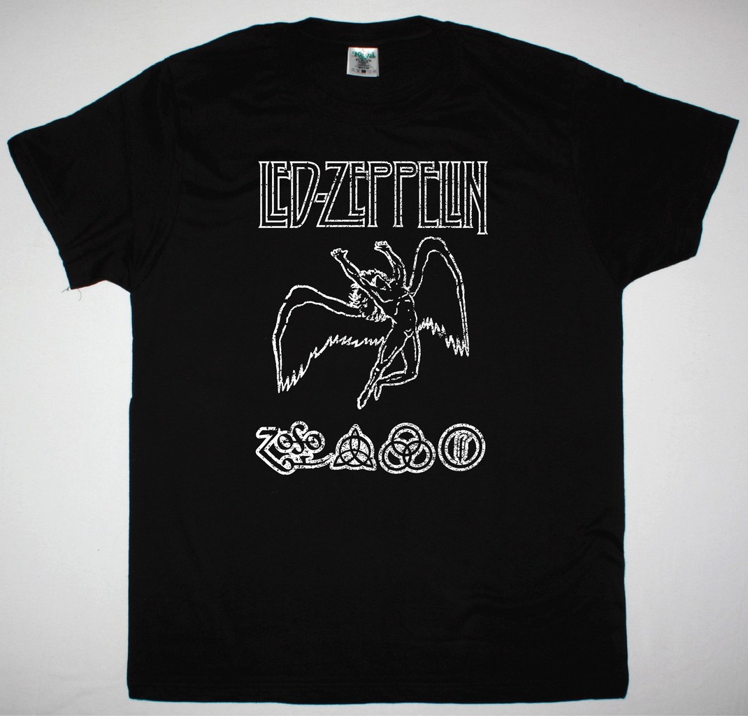 LED ZEPPELIN SWAN LOGOSHIRT DISTRESSED NEW BLACK T-SHIRT