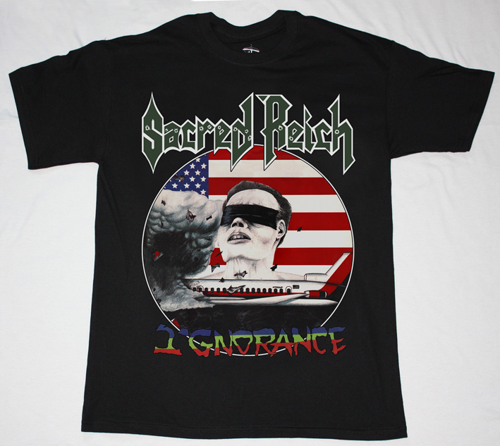 SACRED REICH IGNORANCE'87  NEW BLACK T-SHIRT