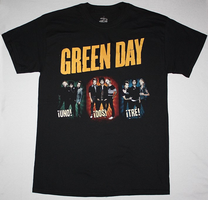 GREEN DAY BAND UNO DOS TRES NEW BLACK T-SHIRT