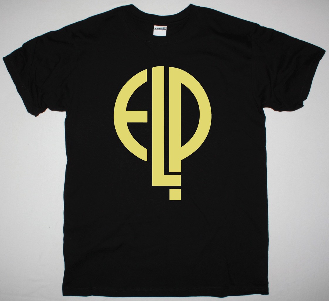 ELP EMERSON LAKE AND PALMER LOGO NEW BLACK T-SHIRT