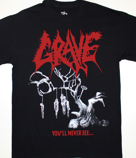 GRAVE YOU'LL NEVER SEE...'92 NEW BLACK T-SHIRT