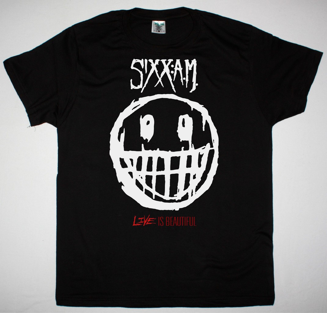 SIXX A.M. LIFE IS BEAUTIFUL SIXX:A.M. NEW BLACK T-SHIRT
