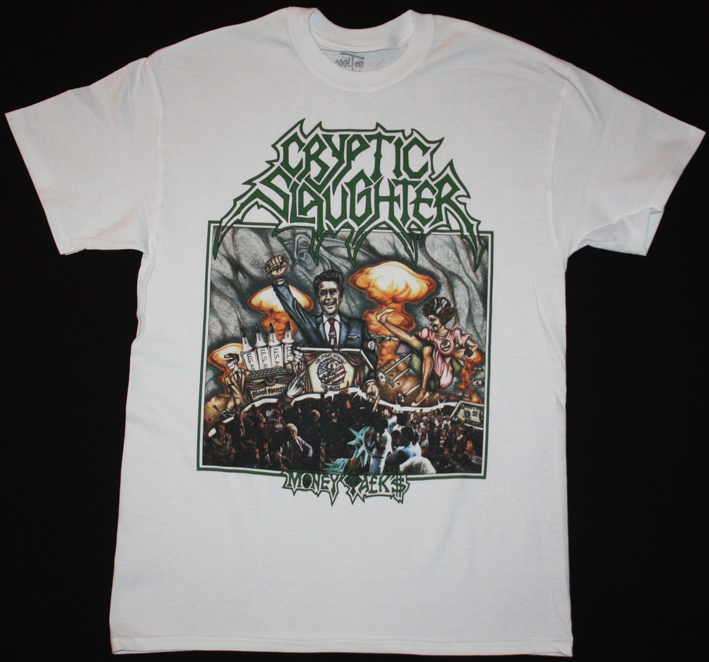 CRYPTIC SLAUGHTER MONEY TALKS 1987 THRASH NEW WHITE T-SHIRT