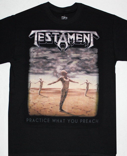 TESTAMENT PRACTICE WHAT YOU PREACH'89  NEW BLACK T-SHIRT