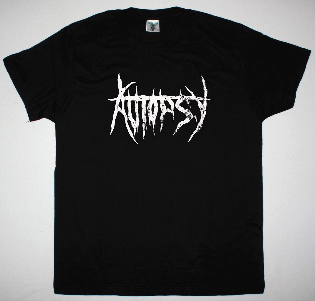 AUTOPSY DISTRESSED LOGO NEW BLACK T-SHIRT